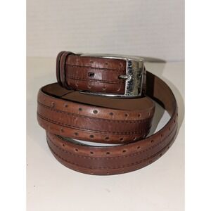 Allen Edmonds Men's Leather Belt Brown Silver Brass Buckle Calfskin 95 / 38